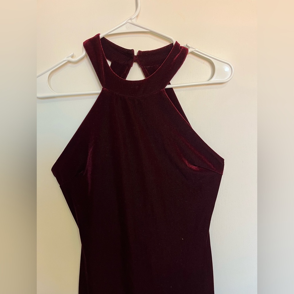 Windsor Red Velvet Maxi Dress Oxblood Size L Whimsigoth Formal - Picture 3 of 6
